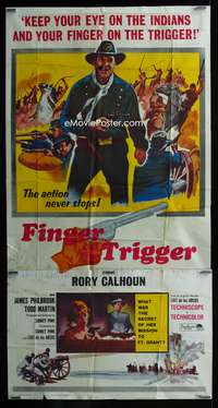 c136 FINGER ON THE TRIGGER three-sheet movie poster '65 cowboy Rory Calhoun!