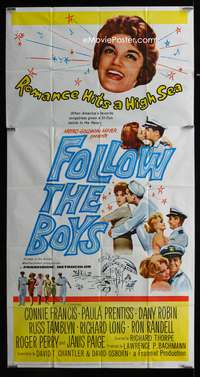 c141 FOLLOW THE BOYS three-sheet movie poster '63 Connie Francis sings!