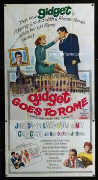 c153 GIDGET GOES TO ROME three-sheet movie poster '63 Darren, Cindy Carol
