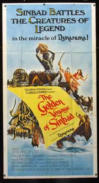 c161 GOLDEN VOYAGE OF SINBAD int'l three-sheet movie poster '73 Harryhausen
