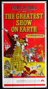 c167 GREATEST SHOW ON EARTH three-sheet movie poster R70s DeMille, Heston