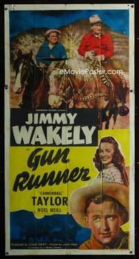 c171 GUN RUNNER three-sheet movie poster '49 Jimmy Wakely, Noel Neill!