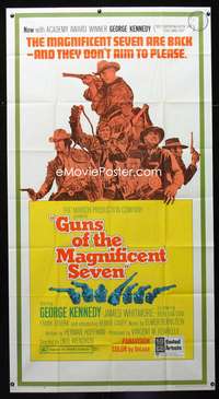 c174 GUNS OF THE MAGNIFICENT SEVEN three-sheet movie poster '69 Kennedy