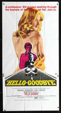 c187 HELLO-GOODBYE three-sheet movie poster '70 Michael Crawford, sexy image!
