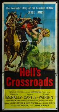 c188 HELL'S CROSSROADS three-sheet movie poster '57 sexy Peggy Castle!