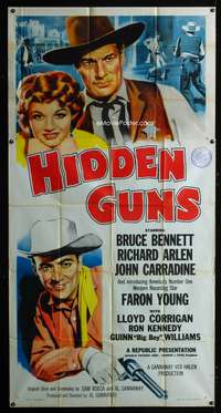 c190 HIDDEN GUNS three-sheet movie poster '56 Bruce Bennett, Angie Dickinson