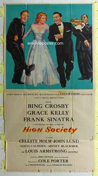 c192 HIGH SOCIETY three-sheet movie poster '56 Sinatra, Crosby, Grace Kelly