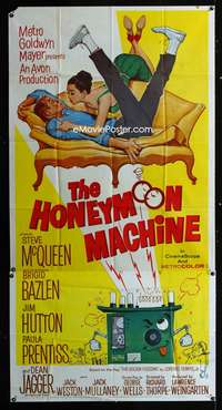 c194 HONEYMOON MACHINE three-sheet movie poster '61 young Steve McQueen!
