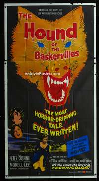 c196 HOUND OF THE BASKERVILLES three-sheet movie poster '59 Hammer horror!