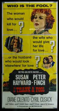 c202 I THANK A FOOL three-sheet movie poster '62 Susan Hayward, Peter Finch