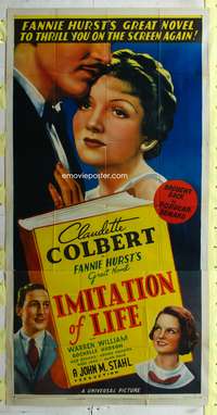 c206 IMITATION OF LIFE three-sheet movie poster R45 Claudette Colbert