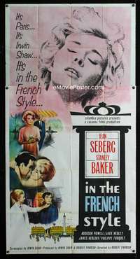 c208 IN THE FRENCH STYLE three-sheet movie poster '63 Jean Seberg, Baker