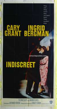 c209 INDISCREET three-sheet movie poster '58 Cary Grant, Ingrid Bergman