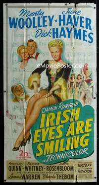 c215 IRISH EYES ARE SMILING three-sheet movie poster '44 Woolley, June Haver