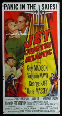 c225 JET OVER THE ATLANTIC three-sheet movie poster '59 Virginia Mayo, Raft