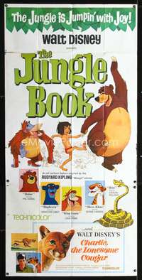 c235 JUNGLE BOOK /CHARLIE THE LONESOME COUGAR three-sheet movie poster '67