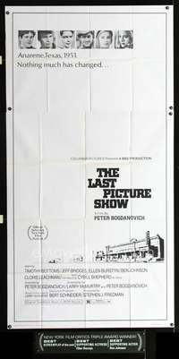 c252 LAST PICTURE SHOW three-sheet movie poster '71 Bogdanovich, Bridges