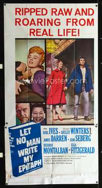 c258 LET NO MAN WRITE MY EPITAPH three-sheet movie poster '60 Burl Ives