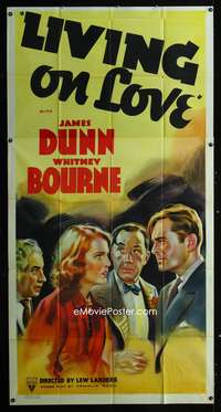 c267 LIVING ON LOVE three-sheet movie poster '37 James Dunn, Whitney Bourne