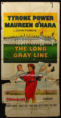 c269 LONG GRAY LINE three-sheet movie poster '54 Tyrone Power, Maureen O'Hara
