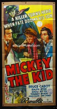 c292 MICKEY THE KID three-sheet movie poster '39 Bruce Cabot, Ralph Byrd