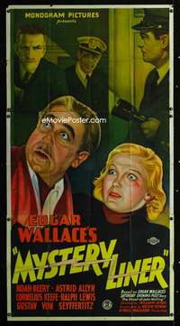 c301 MYSTERY LINER three-sheet movie poster '34 Edgar Wallace, stone litho!