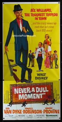 c302 NEVER A DULL MOMENT three-sheet movie poster '68 Disney, Dick Van Dyke
