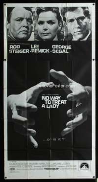 c306 NO WAY TO TREAT A LADY three-sheet movie poster '68 Steiger, Remick