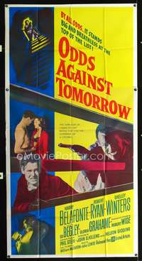 c309 ODDS AGAINST TOMORROW three-sheet movie poster '59 Harry Belafonte, Wise