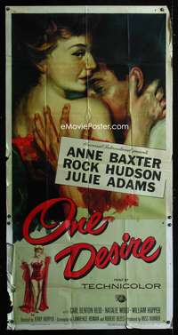 c313 ONE DESIRE three-sheet movie poster '55 sexy Anne Baxter, Rock Hudson