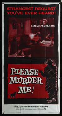 c335 PLEASE MURDER ME three-sheet movie poster '56 Angela Lansbury, Burr