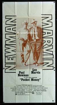 c337 POCKET MONEY three-sheet movie poster '72 Paul Newman, Lee Marvin