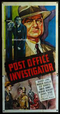 c339 POST OFFICE INVESTIGATOR three-sheet movie poster '49 USPS, great image!