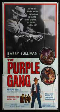c344 PURPLE GANG three-sheet movie poster '59 Robert Blake, Barry Sullivan