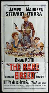 c348 RARE BREED three-sheet movie poster '66 James Stewart, Maureen O'Hara