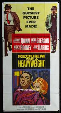 c351 REQUIEM FOR A HEAVYWEIGHT three-sheet movie poster '62 Quinn, boxing!