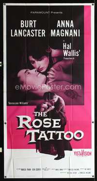 c360 ROSE TATTOO three-sheet movie poster '55 Burt Lancaster, Anna Magnani