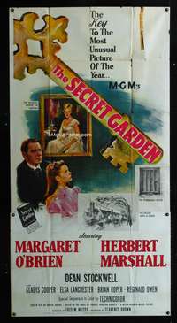 c375 SECRET GARDEN three-sheet movie poster '49 Margaret O'Brien, Marshall