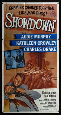 c384 SHOWDOWN three-sheet movie poster '63 Audie Murphy western!