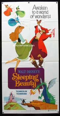 c388 SLEEPING BEAUTY three-sheet movie poster R70 Disney classic!