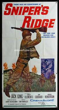c391 SNIPER'S RIDGE three-sheet movie poster '61 Jack Ging, Stanley Clements