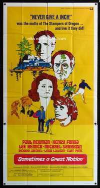 c396 SOMETIMES A GREAT NOTION int'l three-sheet movie poster '71 Paul Newman