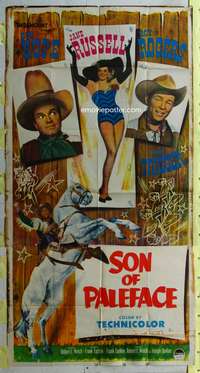 c398 SON OF PALEFACE three-sheet movie poster '52 Roy Rogers, Hope, Russell