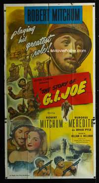 c407 STORY OF G.I. JOE three-sheet movie poster R49 William Wellman, Meredith