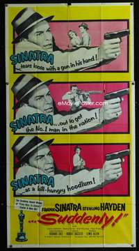 c411 SUDDENLY three-sheet movie poster '54 mad-dog killer Frank Sinatra!