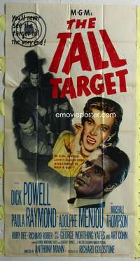 c419 TALL TARGET three-sheet movie poster '51 Dick Powell, Paula Raymond