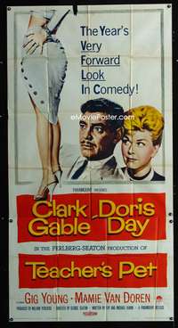 c420 TEACHER'S PET three-sheet movie poster '58 Doris Day, Clark Gable