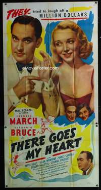 c426 THERE GOES MY HEART three-sheet movie poster R46 Fredric March, Bruce