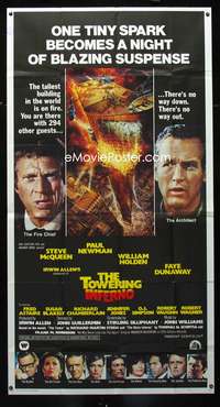 c442 TOWERING INFERNO int'l three-sheet movie poster '74 Steve McQueen, Newman