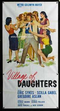 c468 VILLAGE OF DAUGHTERS three-sheet movie poster '62 English comedy!